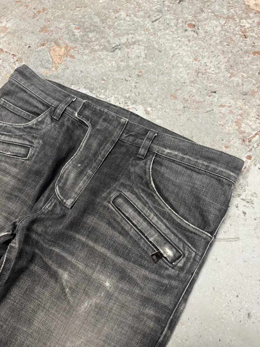 2010s Balmain Grey Slim Denim Jeans - Image 9