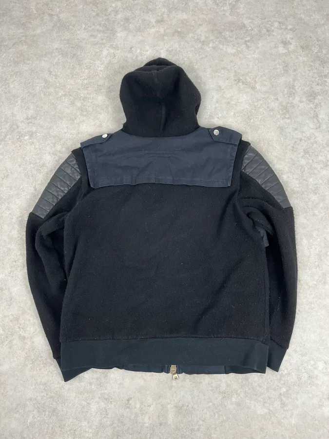 2010s Balmain Hooded Hybrid Patchwork Zip Jacket - Image 6