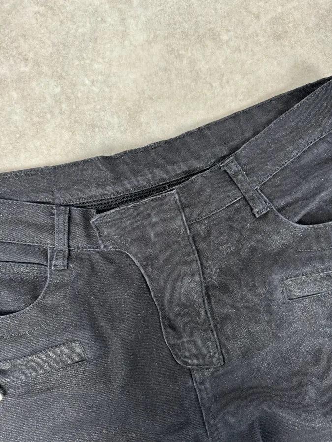 2010s Balmain Italian Black Padded Biker Slim Pants - Image 8