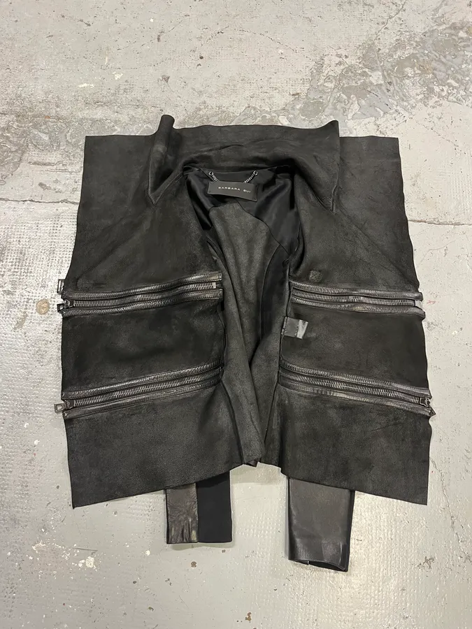 2010s Barbara Bui Horizontal Zips Black Leather Jacket - Image 10