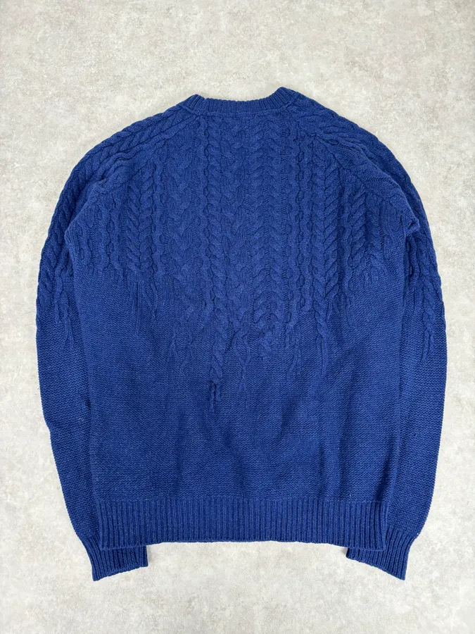 2010s Cavalli Avant-Garde Navy Destructured Wool Sweater - Image 5