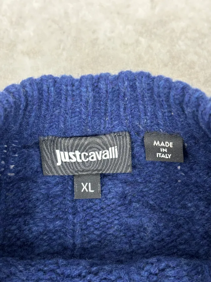 2010s Cavalli Avant-Garde Navy Destructured Wool Sweater - Image 7