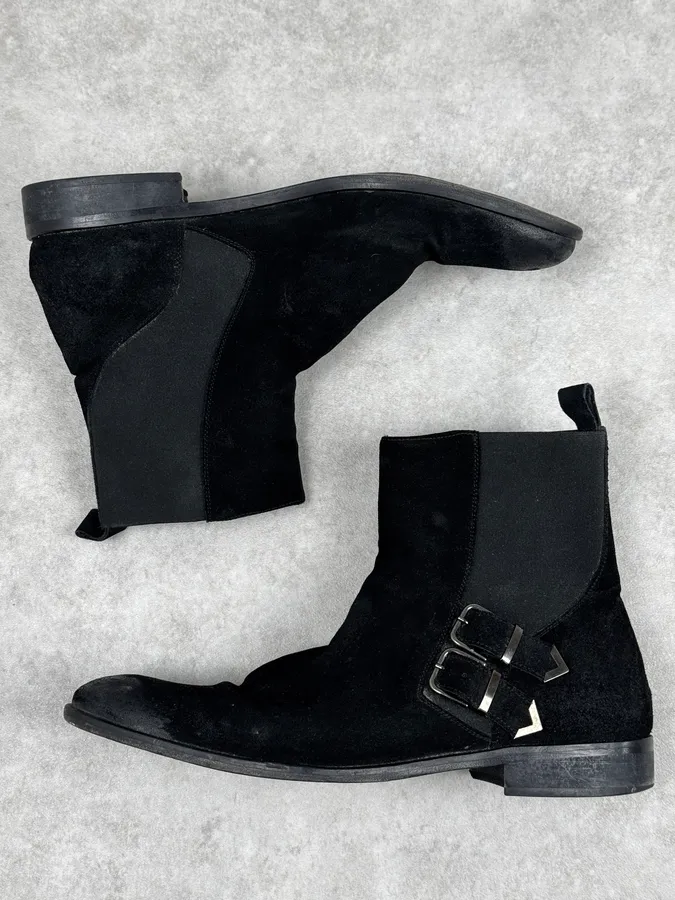2010s Cavalli Black Suede Leather Boots - Image 2