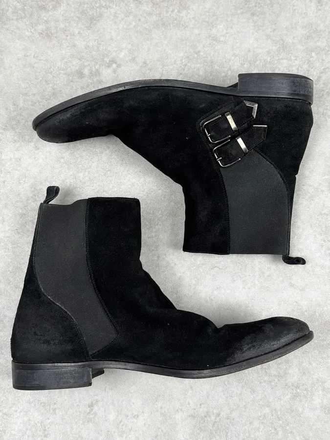2010s Cavalli Black Suede Leather Boots - Image 3