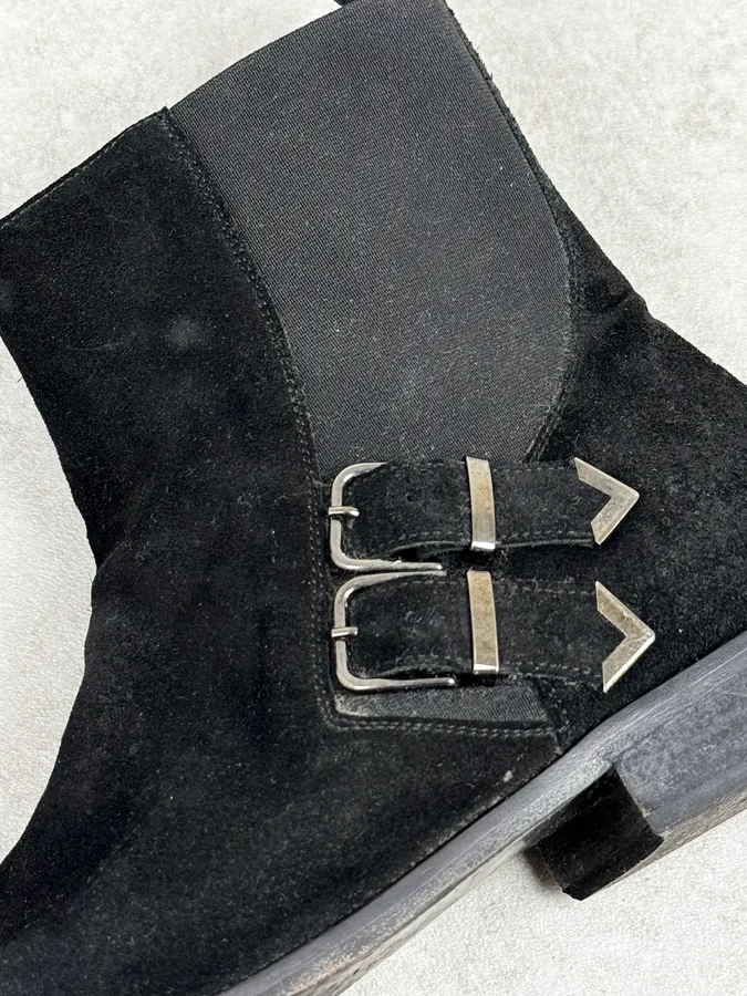 2010s Cavalli Black Suede Leather Boots - Image 4