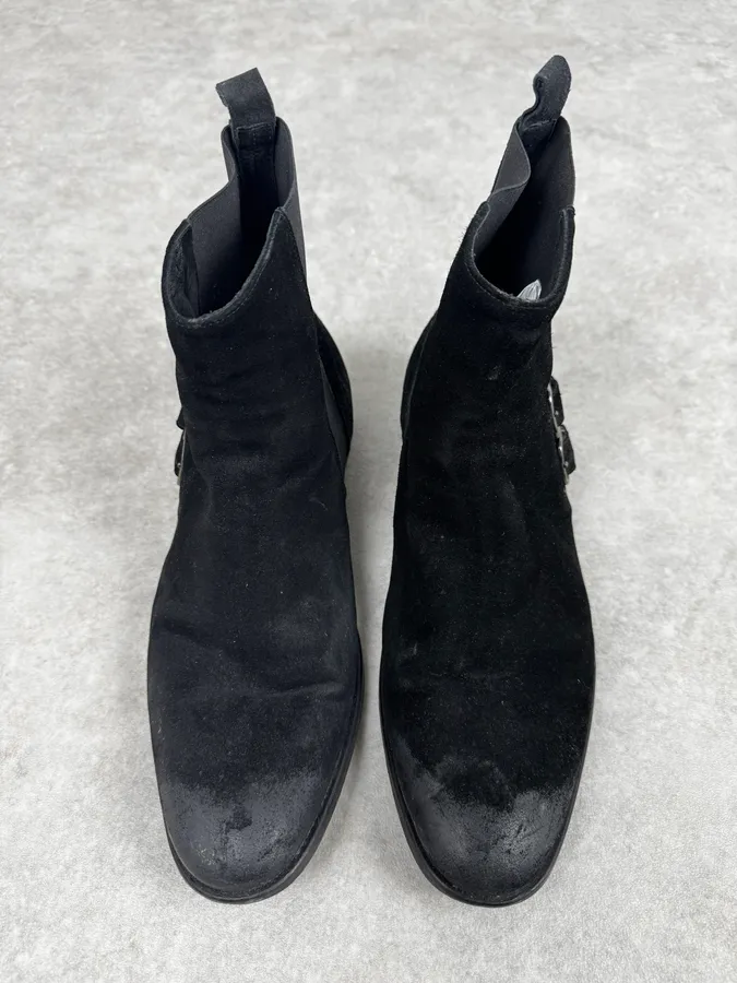 2010s Cavalli Black Suede Leather Boots - Image 5