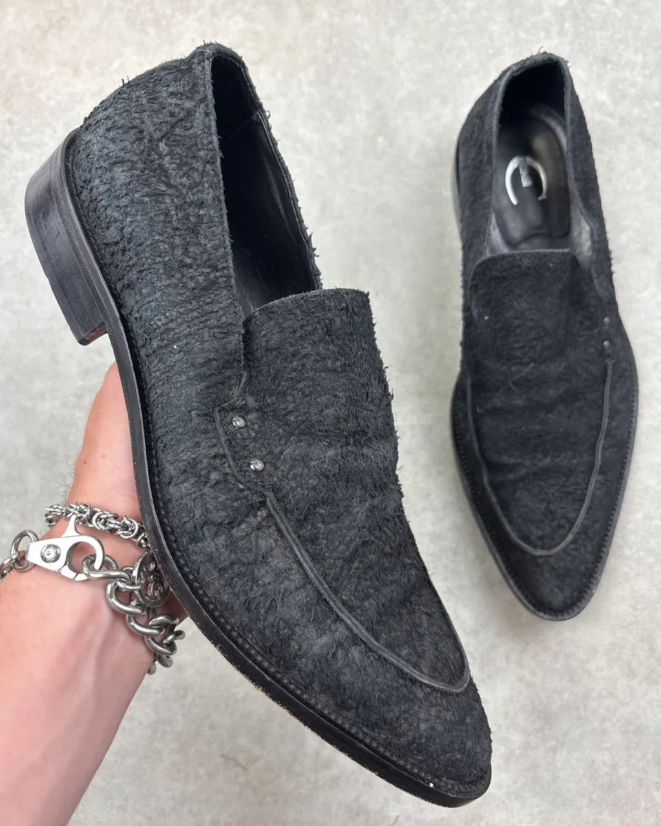 2010s Cavalli Black Textured Leather Loafers