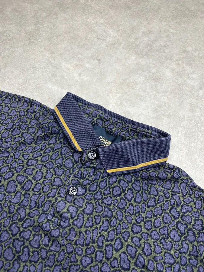 2010s Cavalli Class Leopard Navy Polo - Image 4