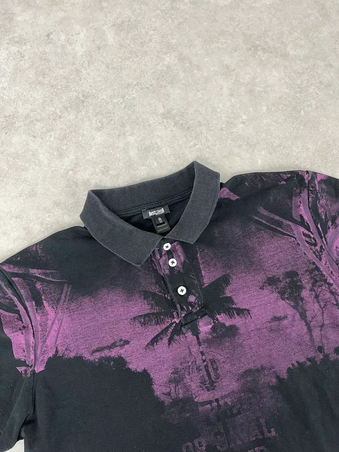 2010s Cavalli Pink & Black Palm Trees Beach Polo - Image 4