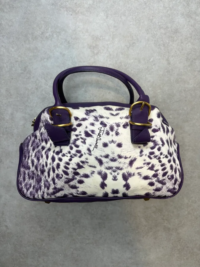 2010s Cavalli Purple Leopard Print Handle Bag - Image 6