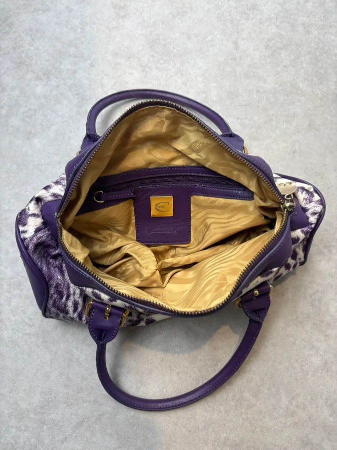 2010s Cavalli Purple Leopard Print Handle Bag - Image 9
