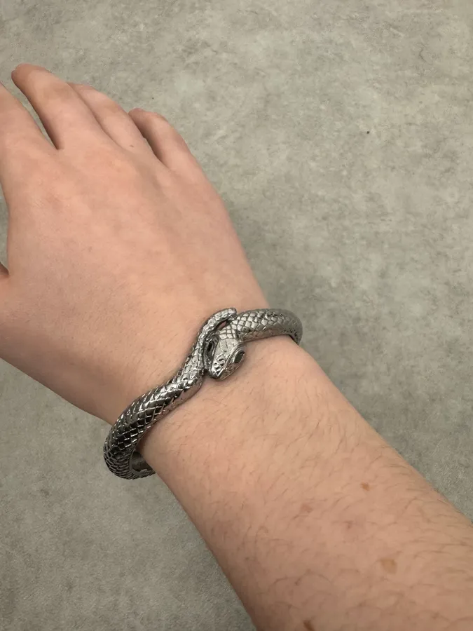 2010s Cavalli Steel Snake Grey Bracelet - Image 2