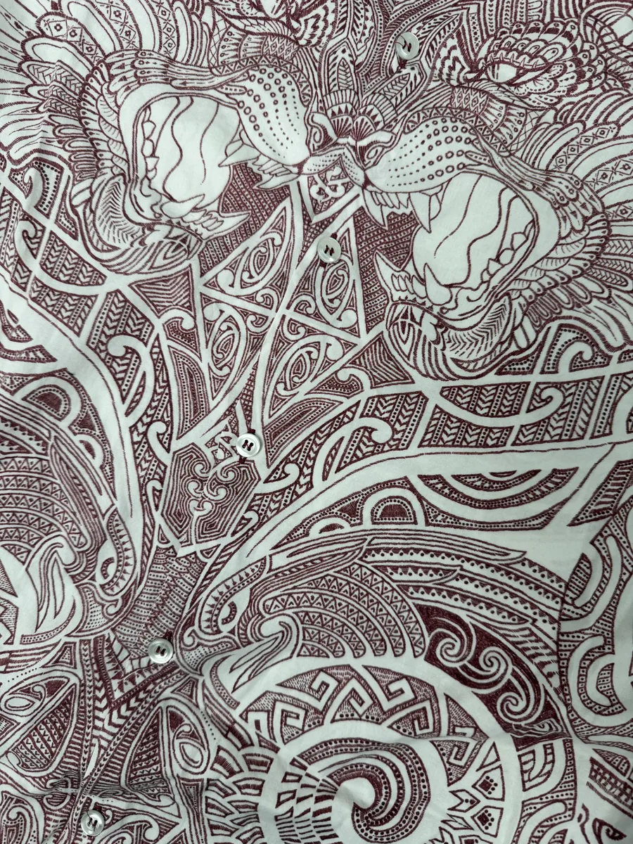 2010s Cavalli White & Red Abstract Presley Shirt - Image 8