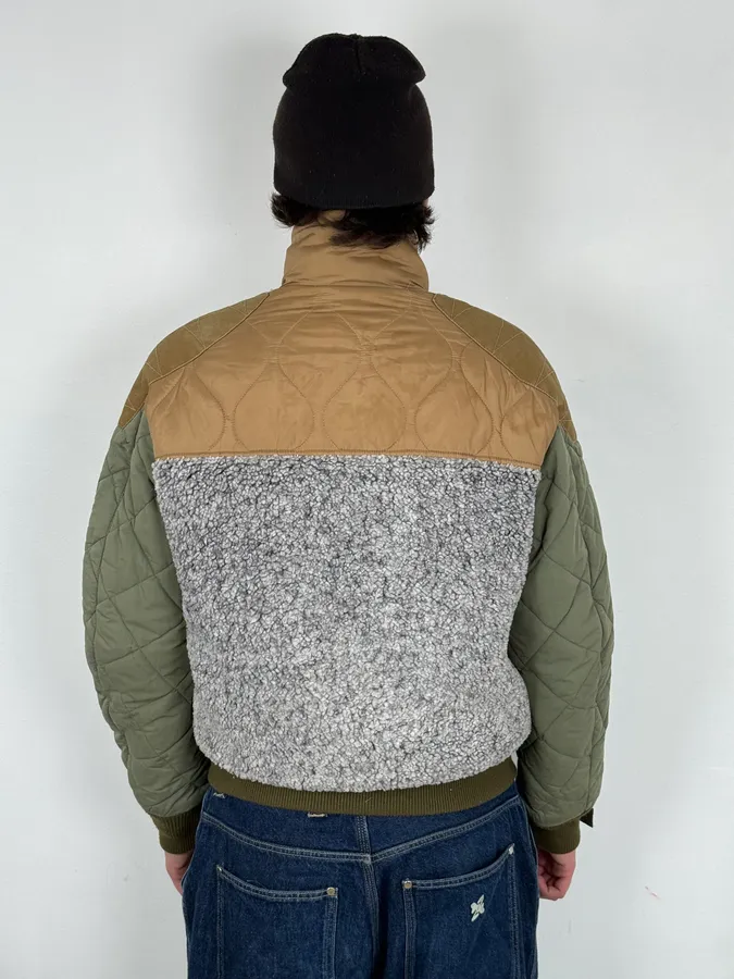2010s Diesel Hybrid Army Faux Fur Bomber Jacket - Image 3