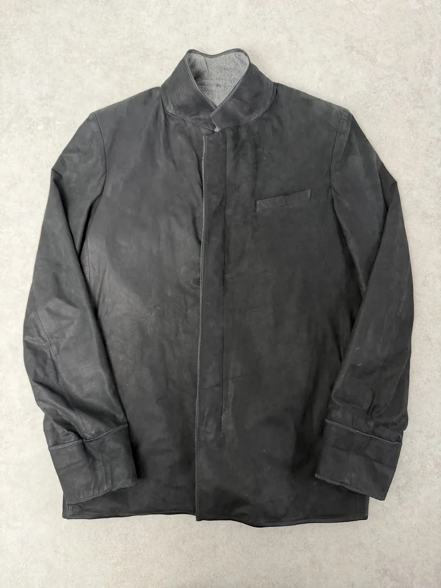 2010s Dior Black Calf Leather & Cashmere Premium Jacket by Kris Van Assche - Image 3