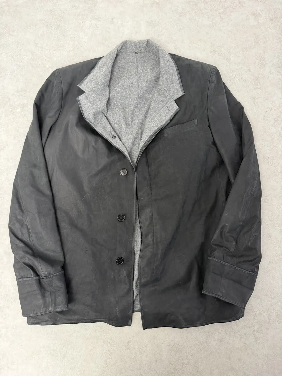 2010s Dior Black Calf Leather & Cashmere Premium Jacket by Kris Van Assche - Image 8