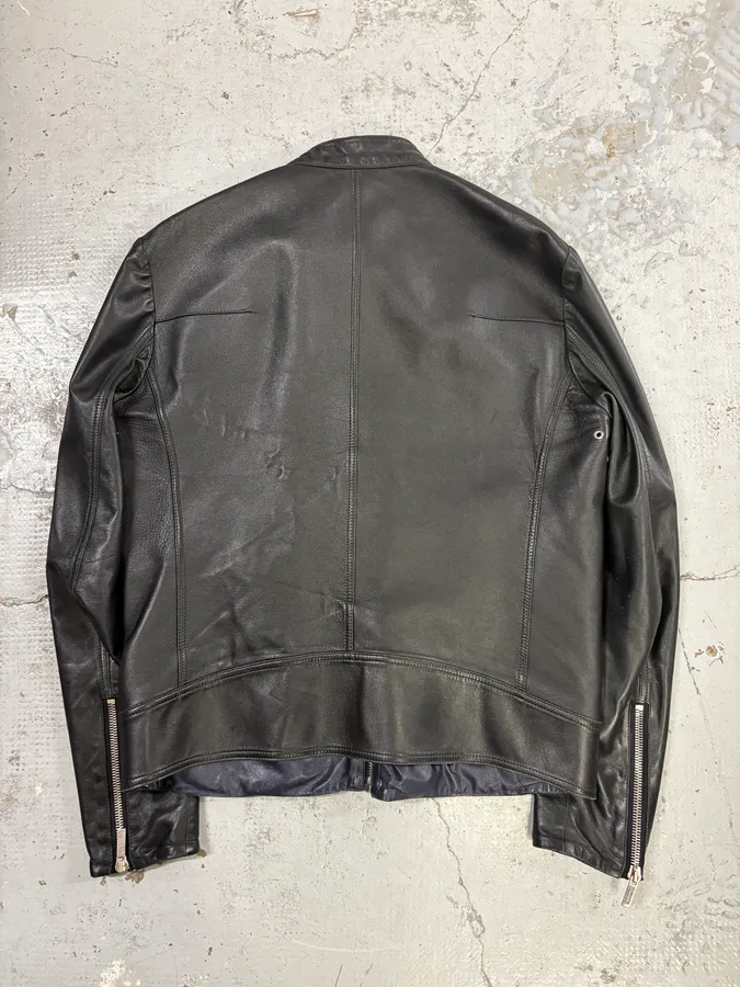 2010s Dior Black Minimalist Leather Jacket - Image 7