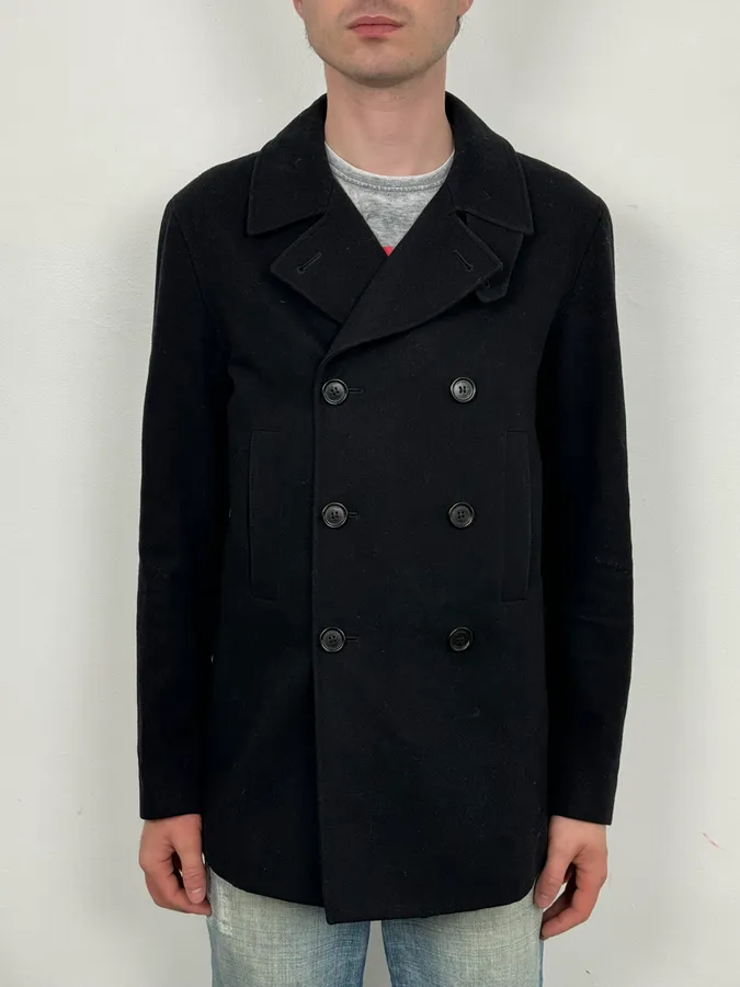 2010s Dior Homme Black Wool Double-Breasted Caban Jacket - Image 2