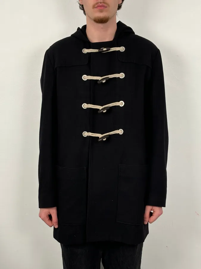 2010s Dior Homme Black Wool Toggle Duffle Coat by Kris Van Assche - Image 2