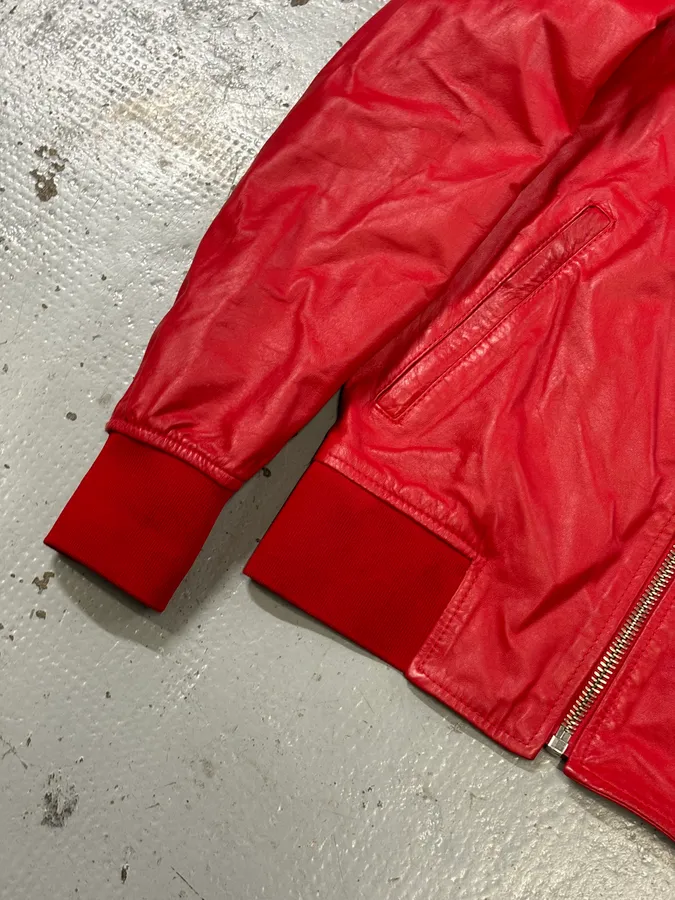 2010s Dirk Bikkembergs Red Leather Bomber Jacket - Image 8