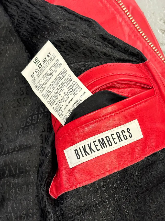 2010s Dirk Bikkembergs Red Leather Bomber Jacket - Image 9