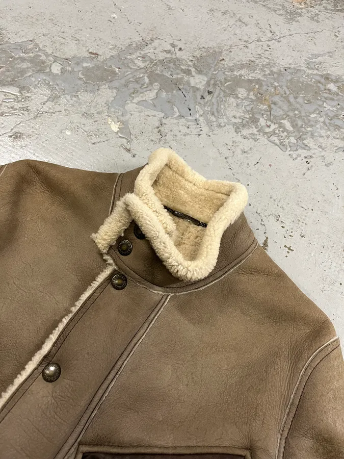2010s Dolce & Gabbana Beige Shearling Leather Jacket - Image 6