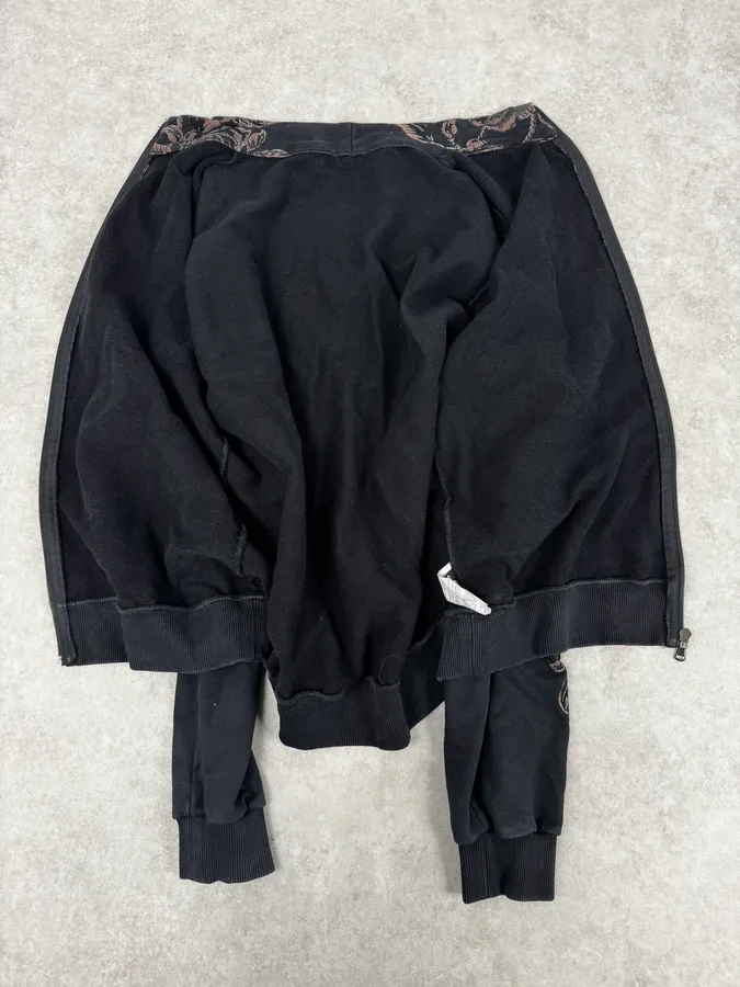2010s Dolce & Gabbana Black Baroque Floral Print Zip-Up Sweater - Image 7
