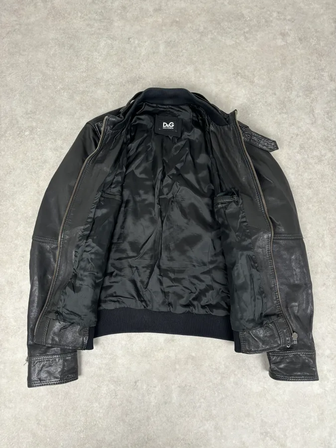 2010s Dolce & Gabbana Black Classy Leather Jacket - Image 7