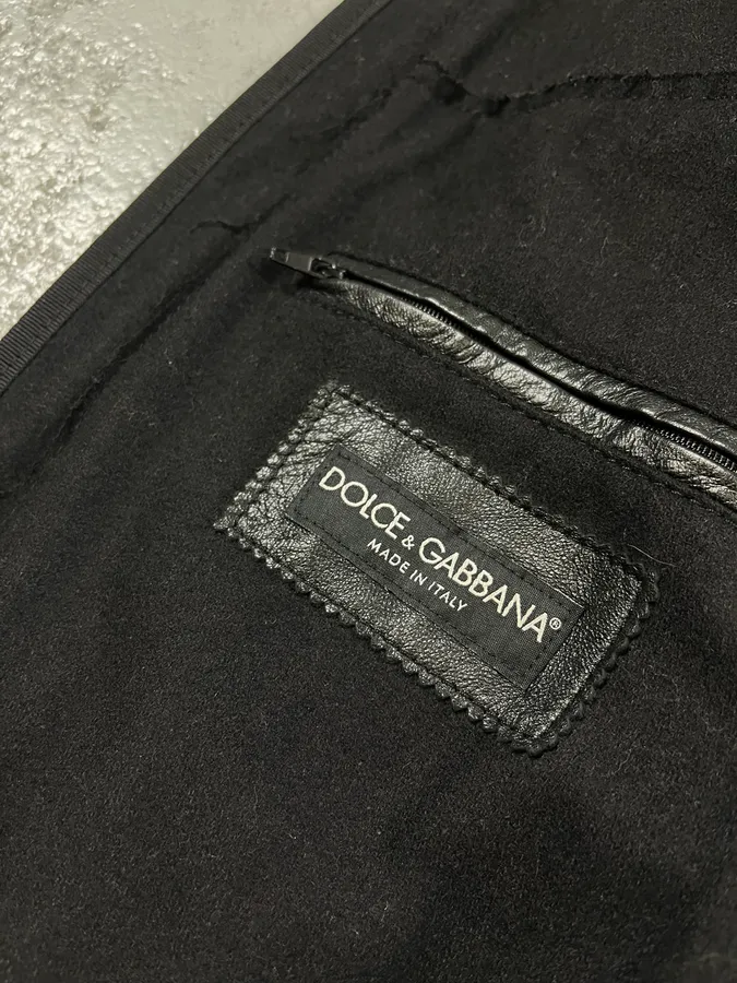 2010s Dolce & Gabbana Black Distressed Biker Leather Jacket - Image 9