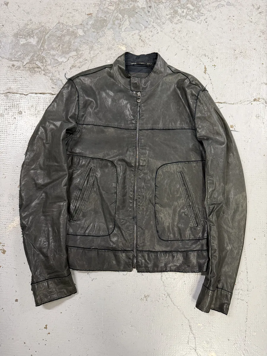 2010s Dolce & Gabbana Black Eroded Biker Leather Jacket