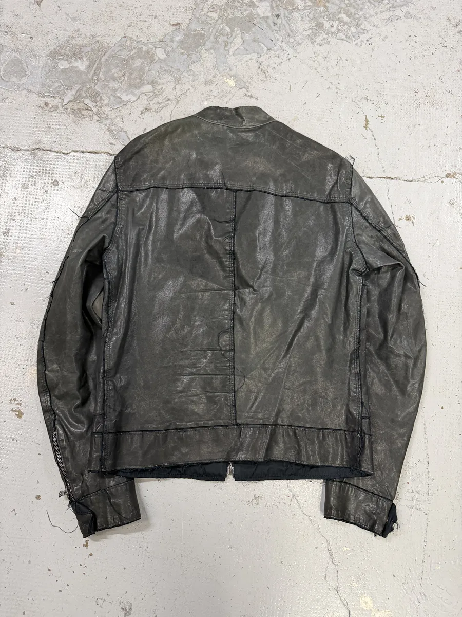 2010s Dolce & Gabbana Black Eroded Biker Leather Jacket - Image 2
