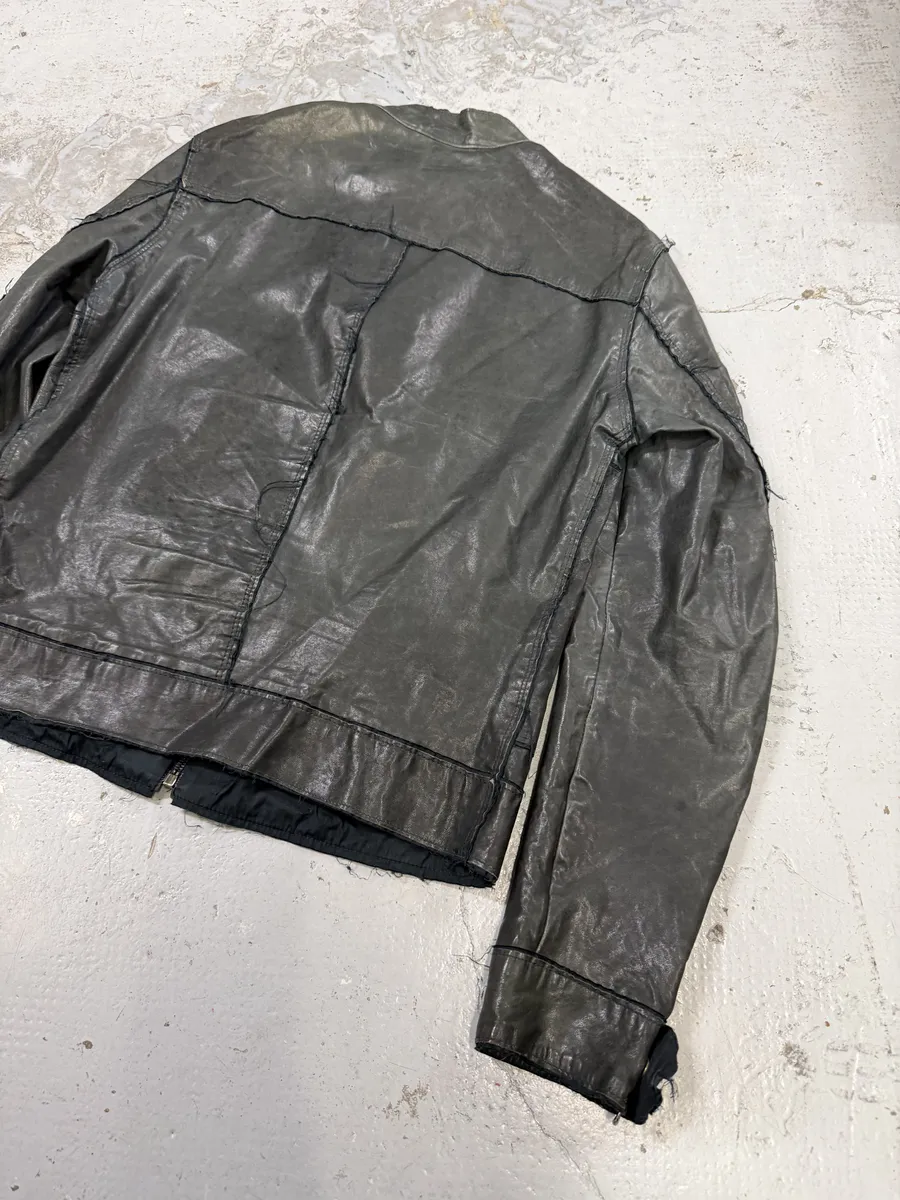 2010s Dolce & Gabbana Black Eroded Biker Leather Jacket - Image 9
