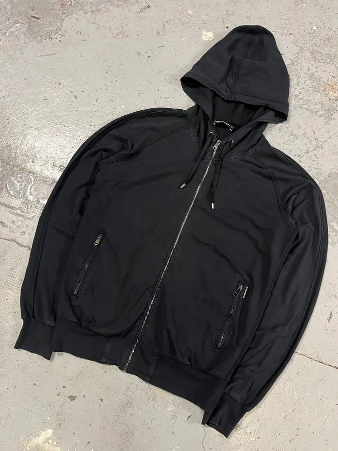 2010s Dolce & Gabbana Black Hooded Zip-up Sweatshirt - Image 4