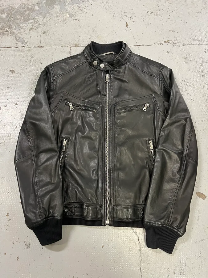 2010s Dolce & Gabbana Black Leather Biker Jacket - Image 4
