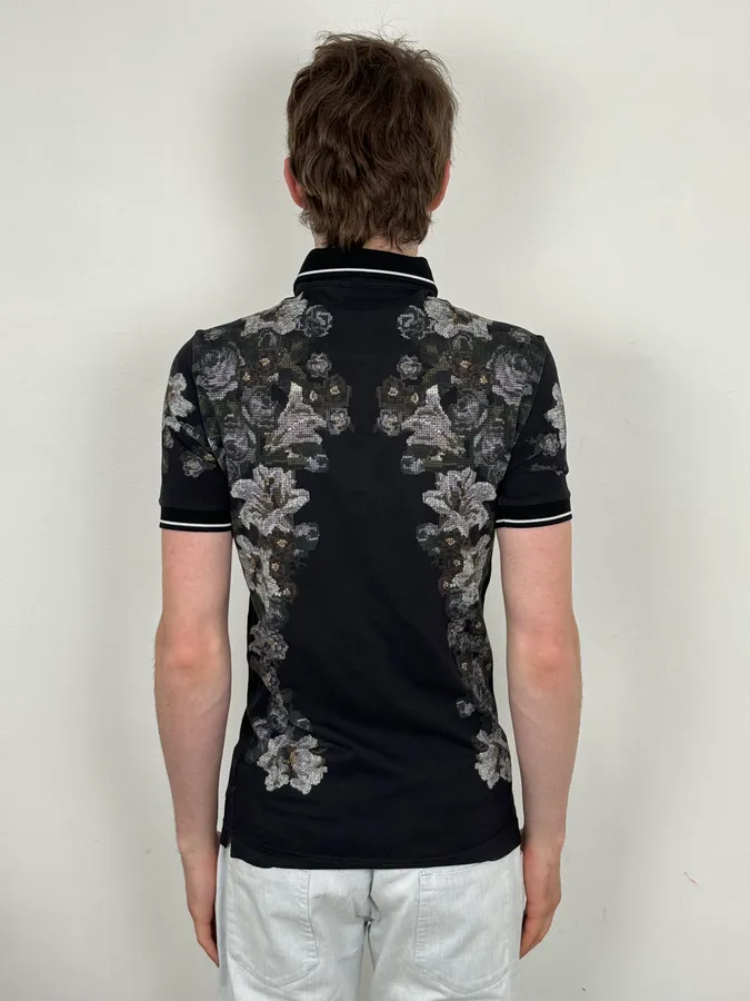 2010s Dolce & Gabbana Black Polo Cotton Floral Embroidered - Image 3