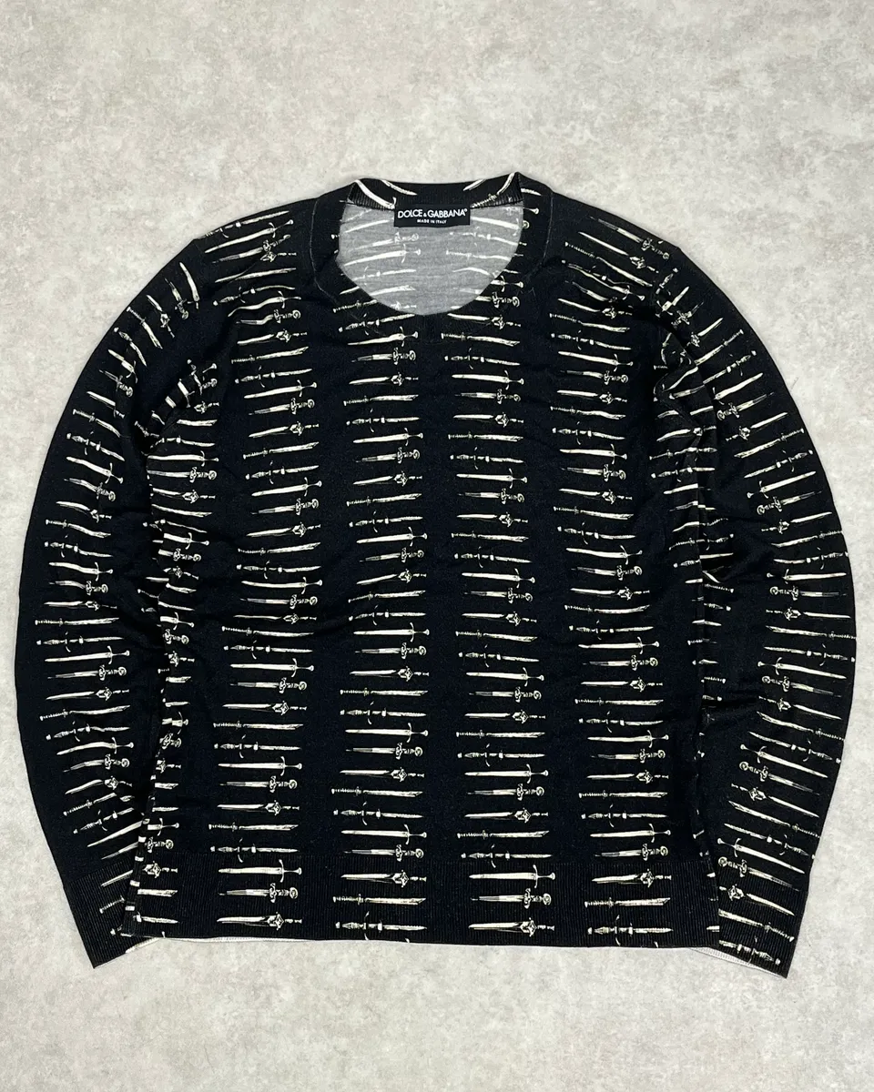 2010s Dolce & Gabbana Black Sword Knight Sweater