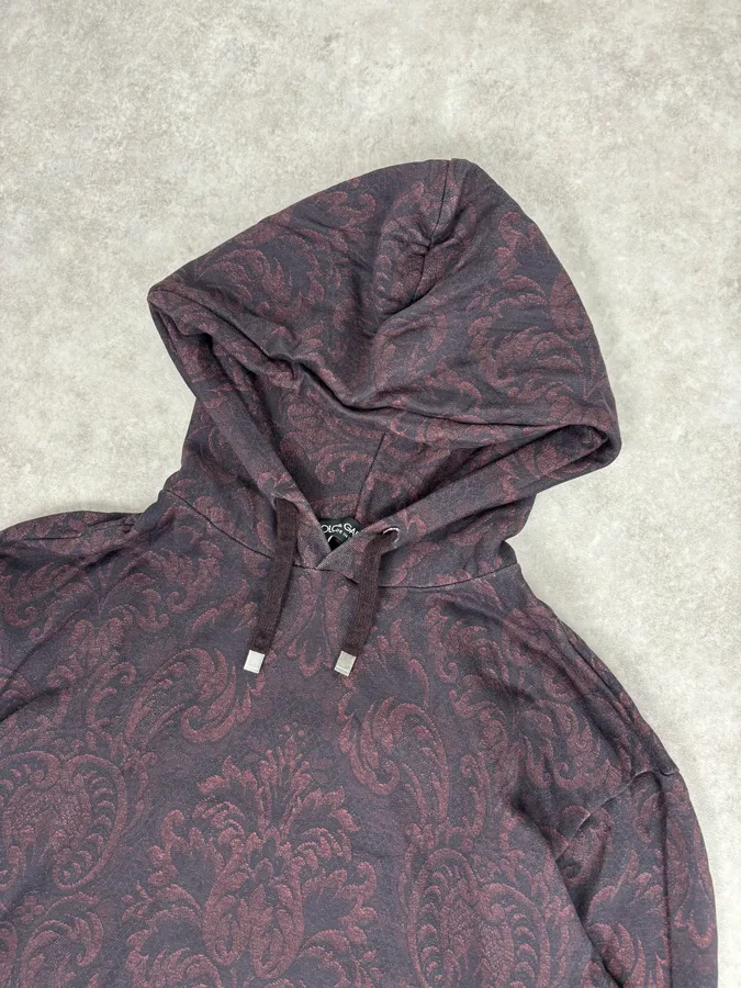 2010s Dolce & Gabbana Bordeaux Monogram Jacquard Hoodie - Image 4