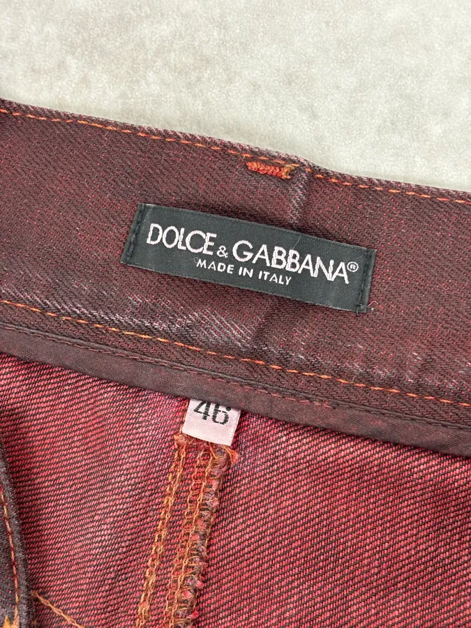 2010s Dolce & Gabbana Bordeaux Red Avant-Garde Slim Denim Jeans - Image 10