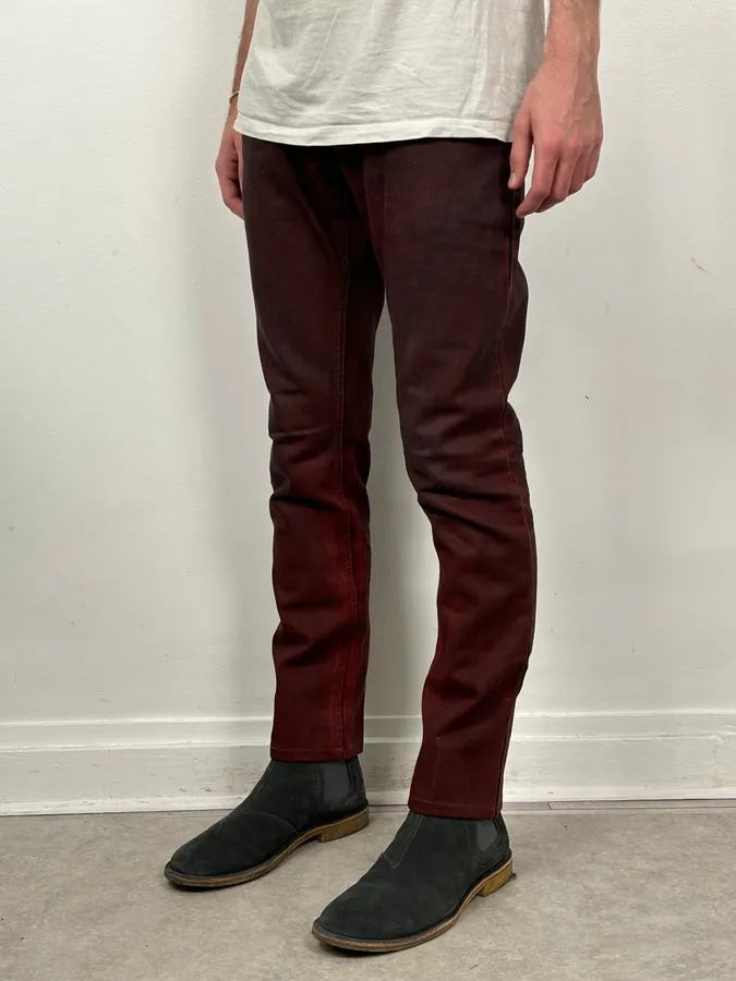2010s Dolce & Gabbana Bordeaux Red Avant-Garde Slim Denim Jeans - Image 3
