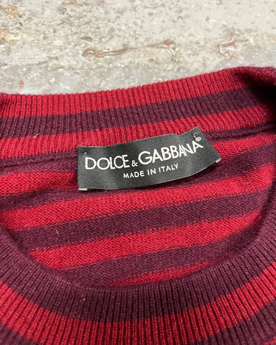 2010s Dolce & Gabbana Bordeaux Two Tone Striped Sweater - Image 8