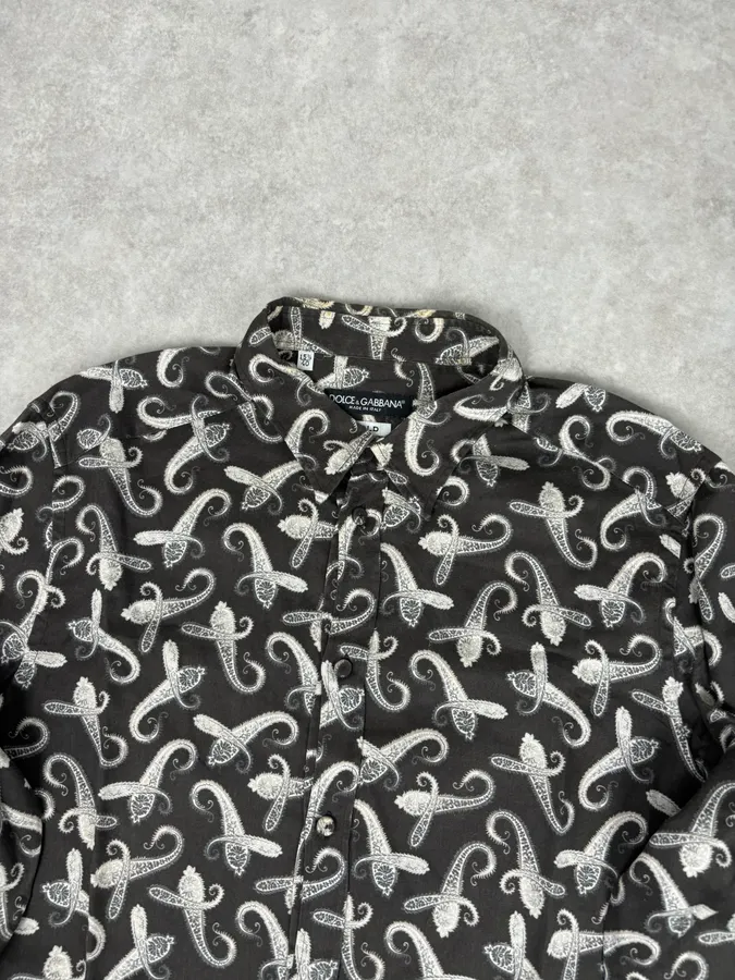 2010s Dolce & Gabbana Brown Paisley Shirt - Image 6