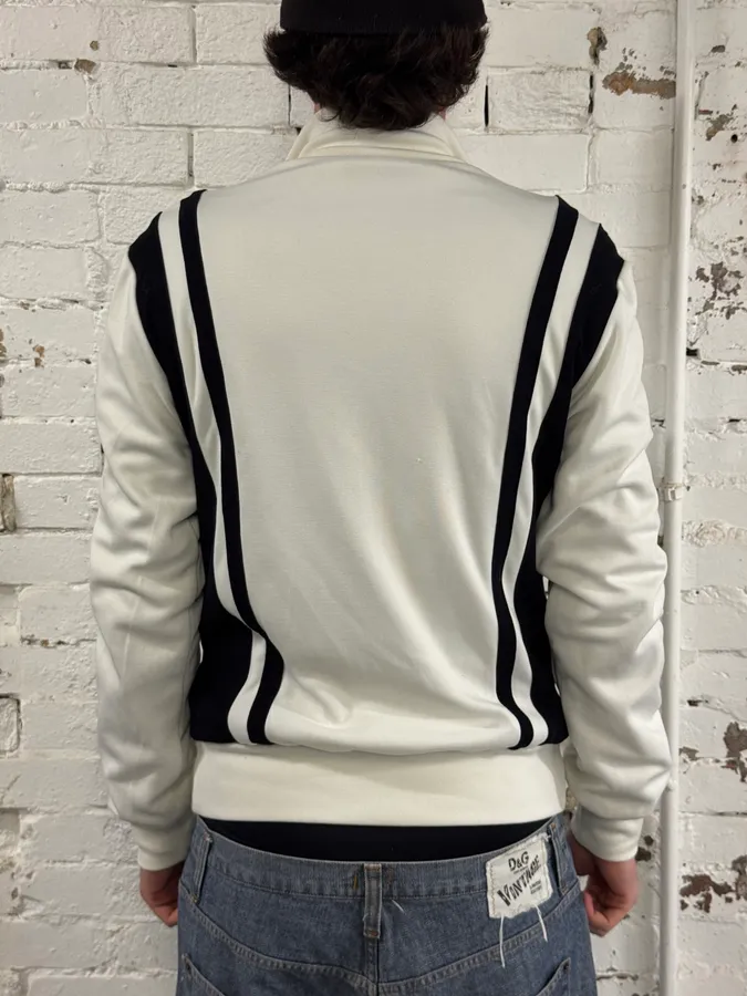 2010s Dolce & Gabbana Cream & Black Striped Blend Track Zip-up Sweater - Image 3