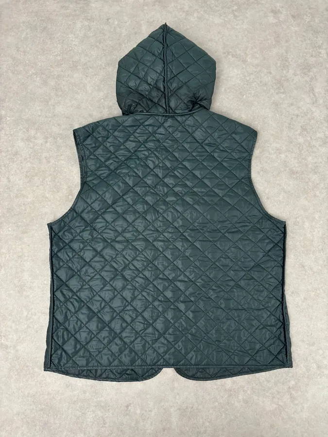 2010s Dolce & Gabbana Dark Green Quilted Hooded Nylon Vest - Image 5