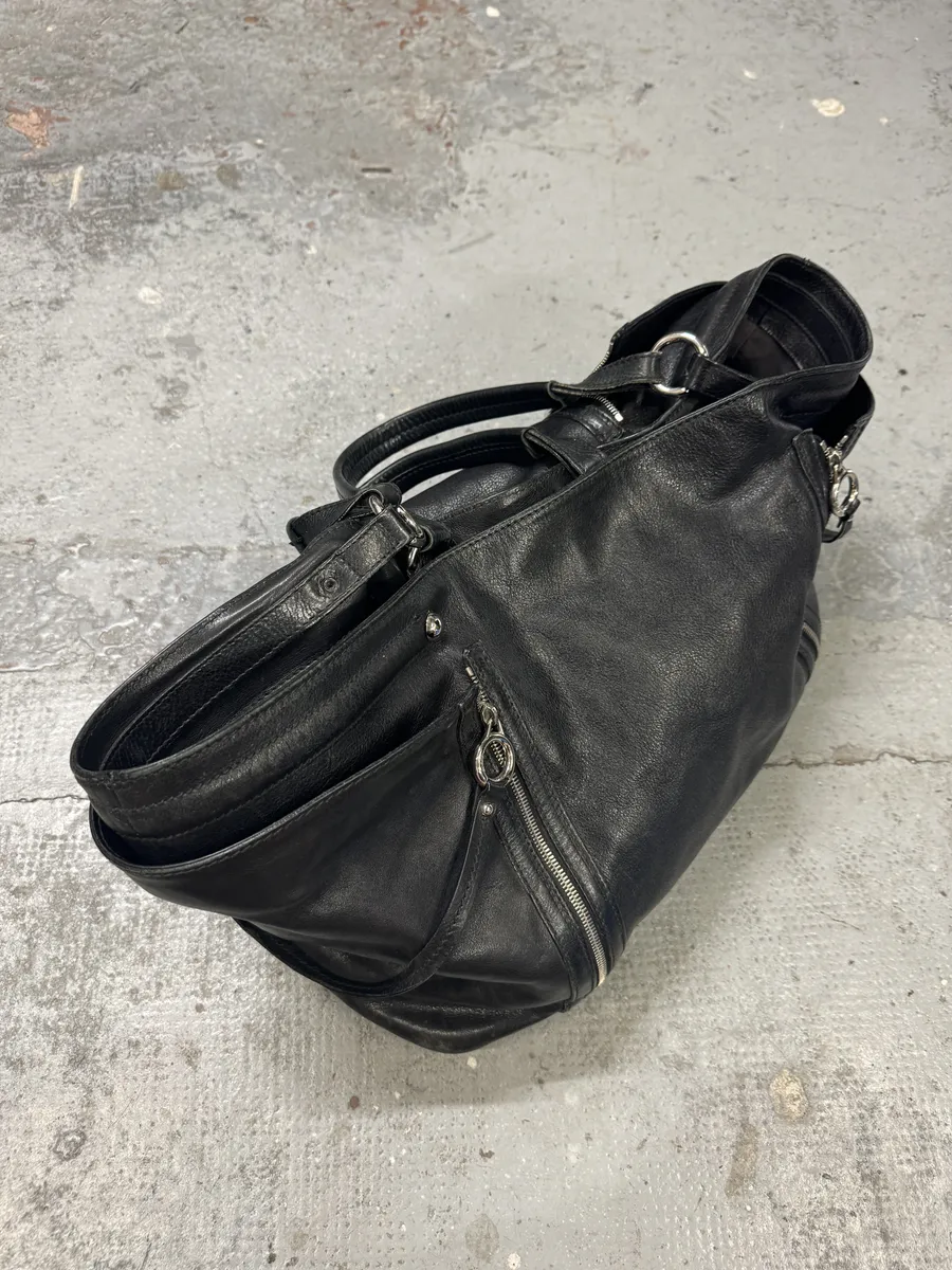 2010s Dolce & Gabbana Gaia Black Multi Zips Handle Leather Bag - Image 6
