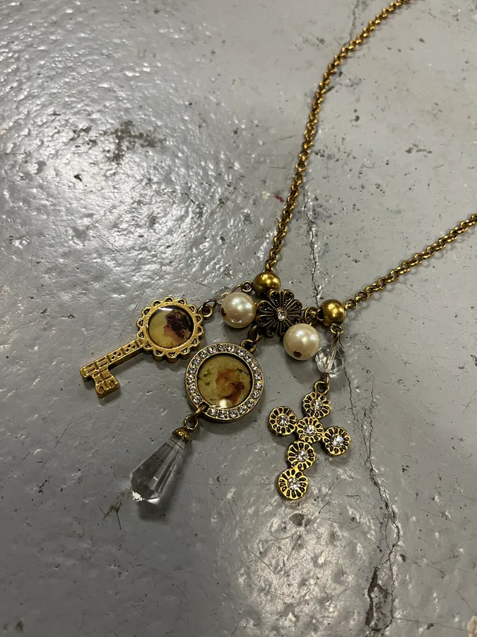2010s Dolce & Gabbana Gold Metal Multi-Charm Necklace - Image 3