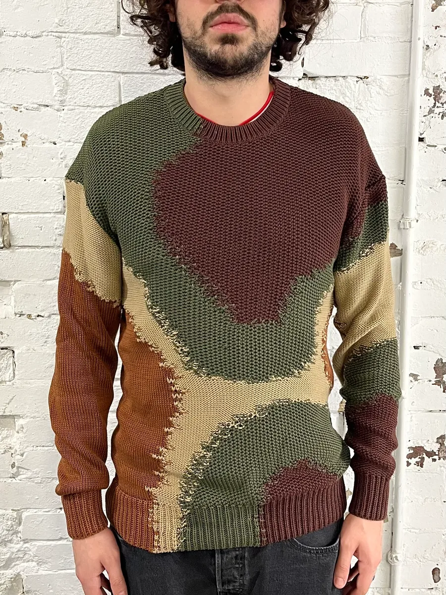 2010s Dolce & Gabbana Green & Brown Abstract Knit Sweater - Image 2