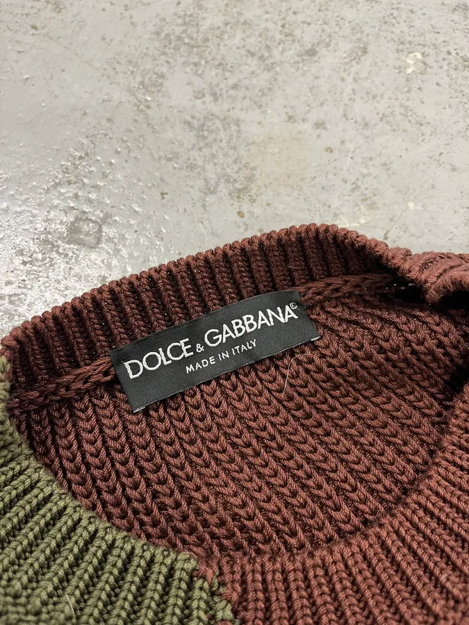 2010s Dolce & Gabbana Green & Brown Abstract Knit Sweater - Image 8