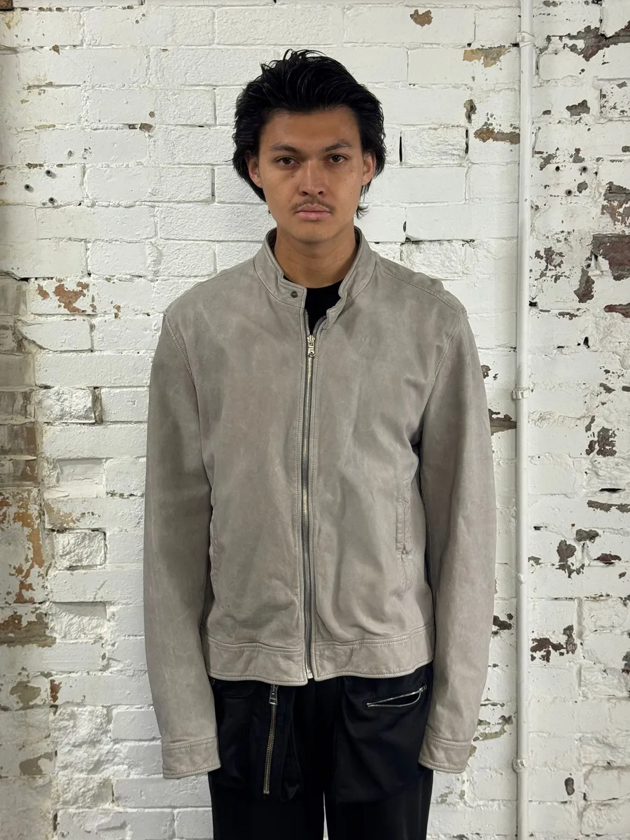 2010s Dolce & Gabbana Grey Biker Minimalist Leather Jacket - Image 2