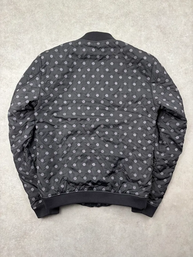 2010s Dolce & Gabbana Grey Nylon Polka Dot Bomber Jacket - Image 5