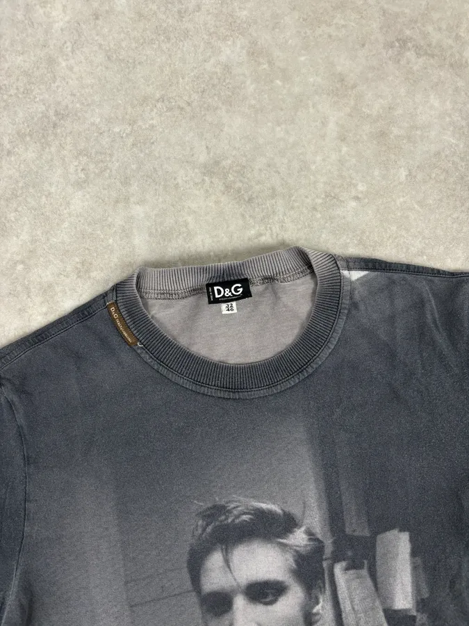 2010s Dolce & Gabbana Grey Shadow Elvis Photography T-Shirt - Image 4